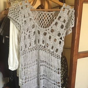 Light grey crochet cover dress
